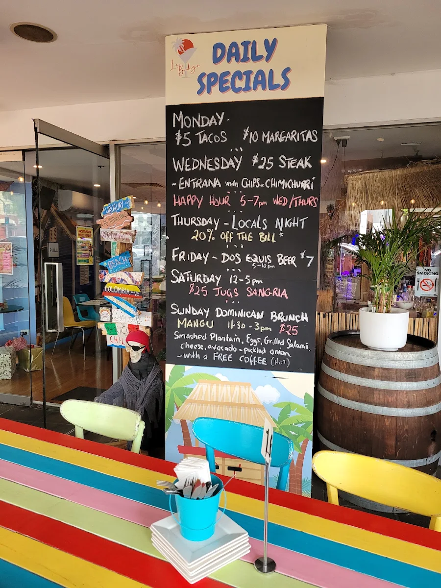 Menu, La Bodega Restaurant/Bar