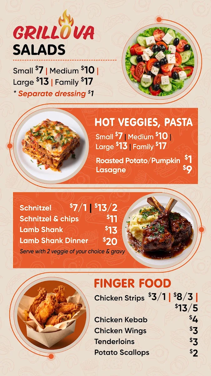 Menu, Grillova