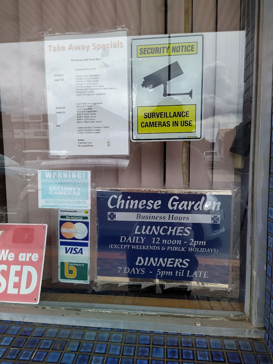 Menu, Chinese Garden Restaurant