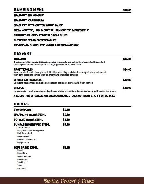 Menu, Gusto's Gourmet Pizza & Pasta CARINDALE