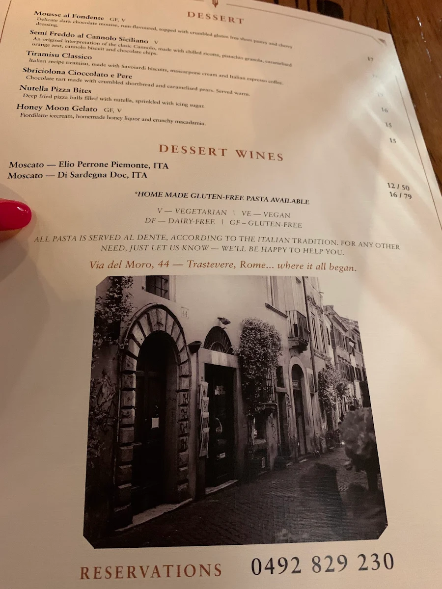 Menu, RADICI - Roman Kitchen & Bar