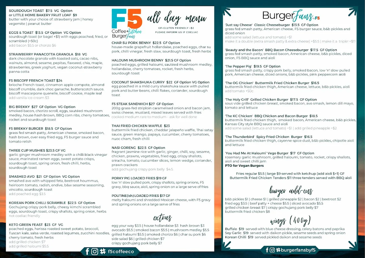 Menu, BurgerFans Belmont (by F5)