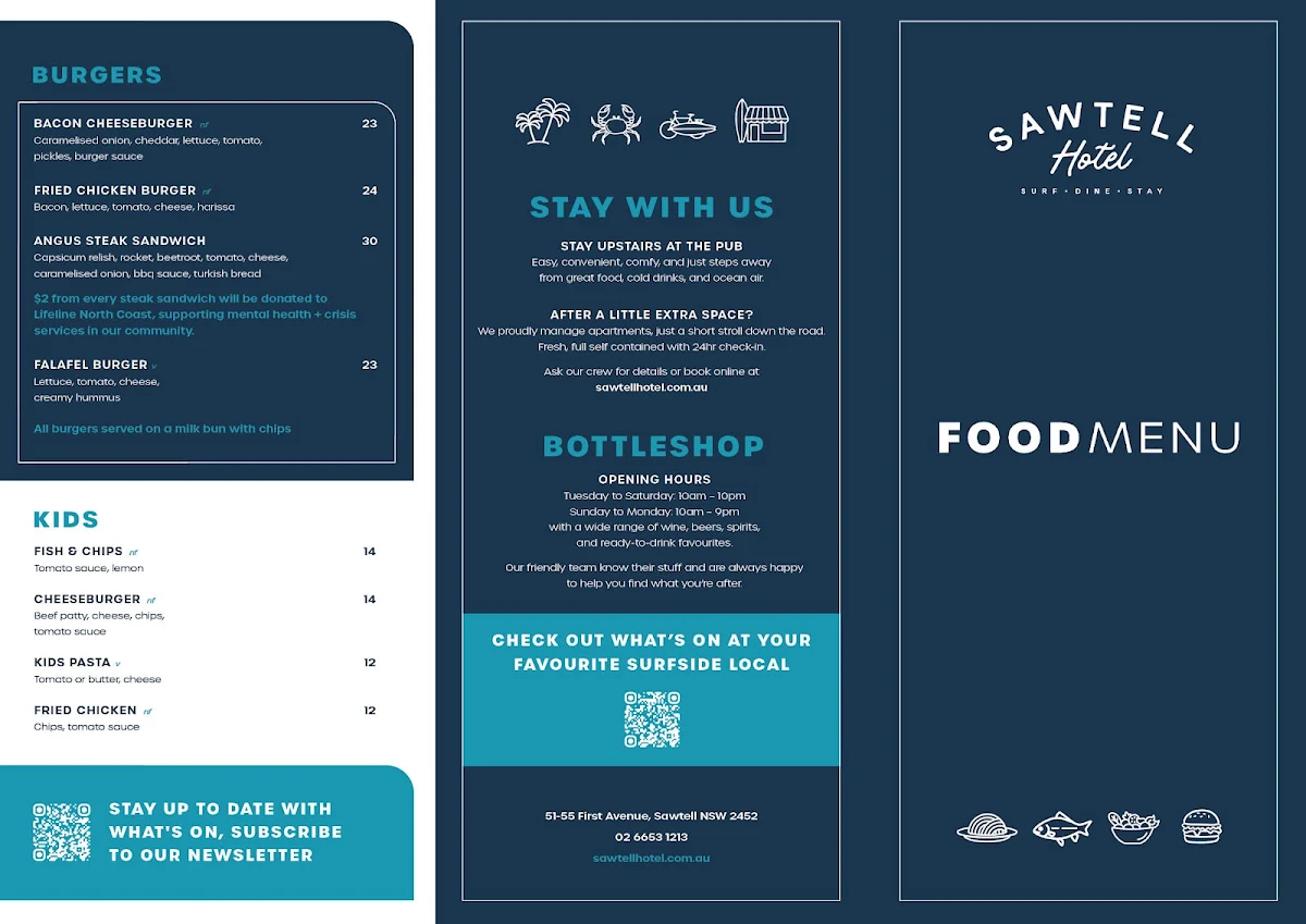 Menu, Sawtell Hotel