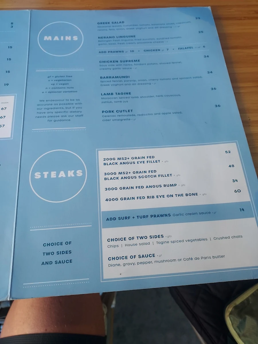 Menu, Sawtell Hotel