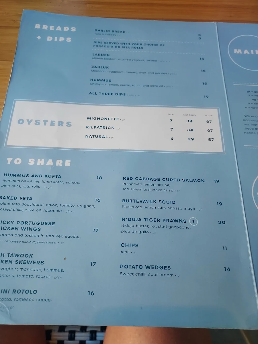 Menu, Sawtell Hotel