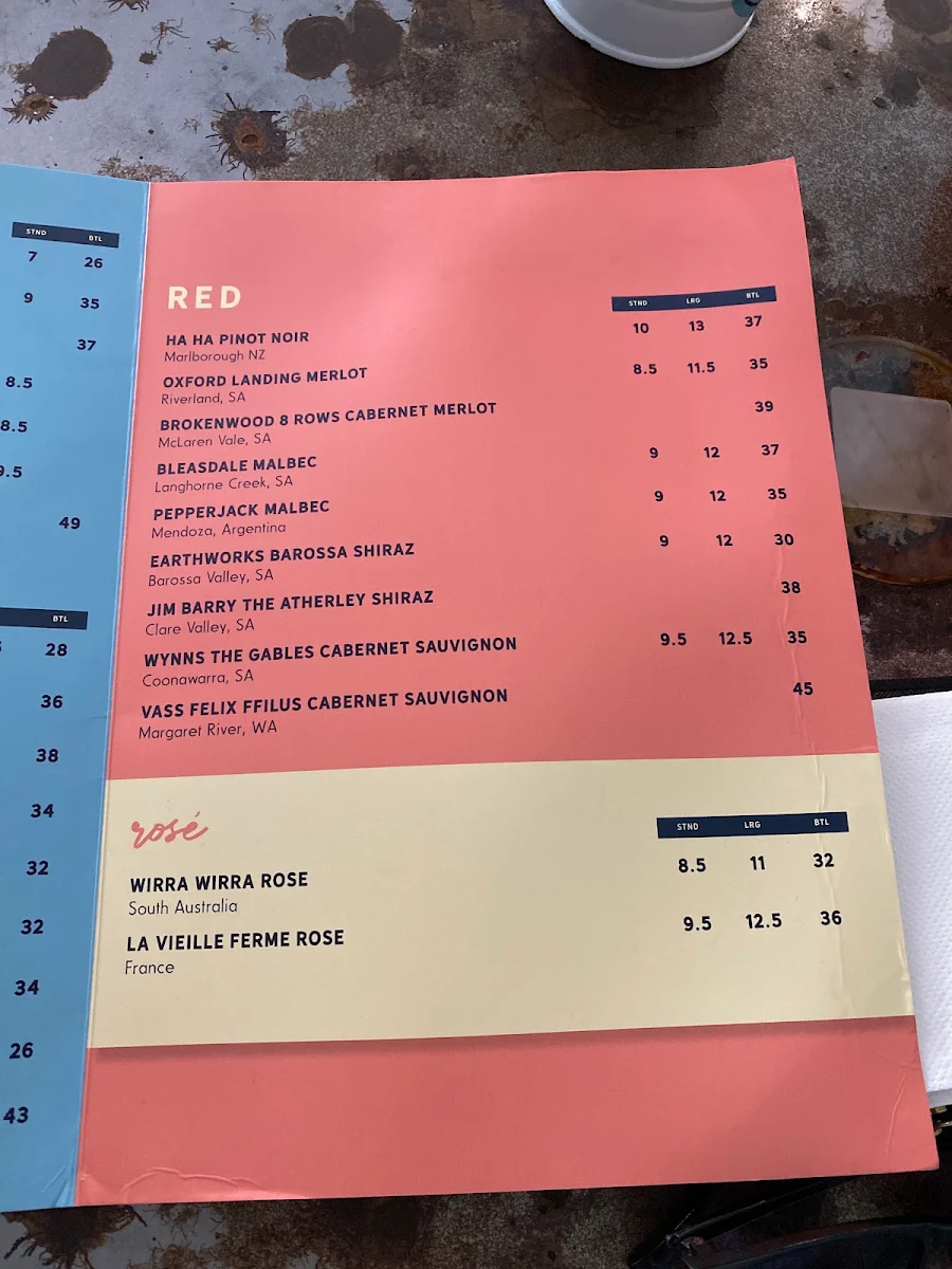 Menu, Sawtell Hotel