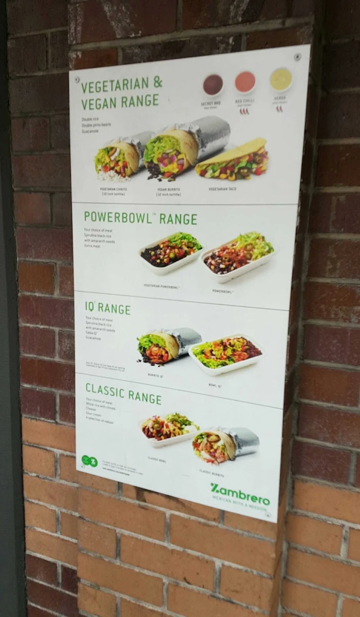 Menu, Zambrero Darlinghurst
