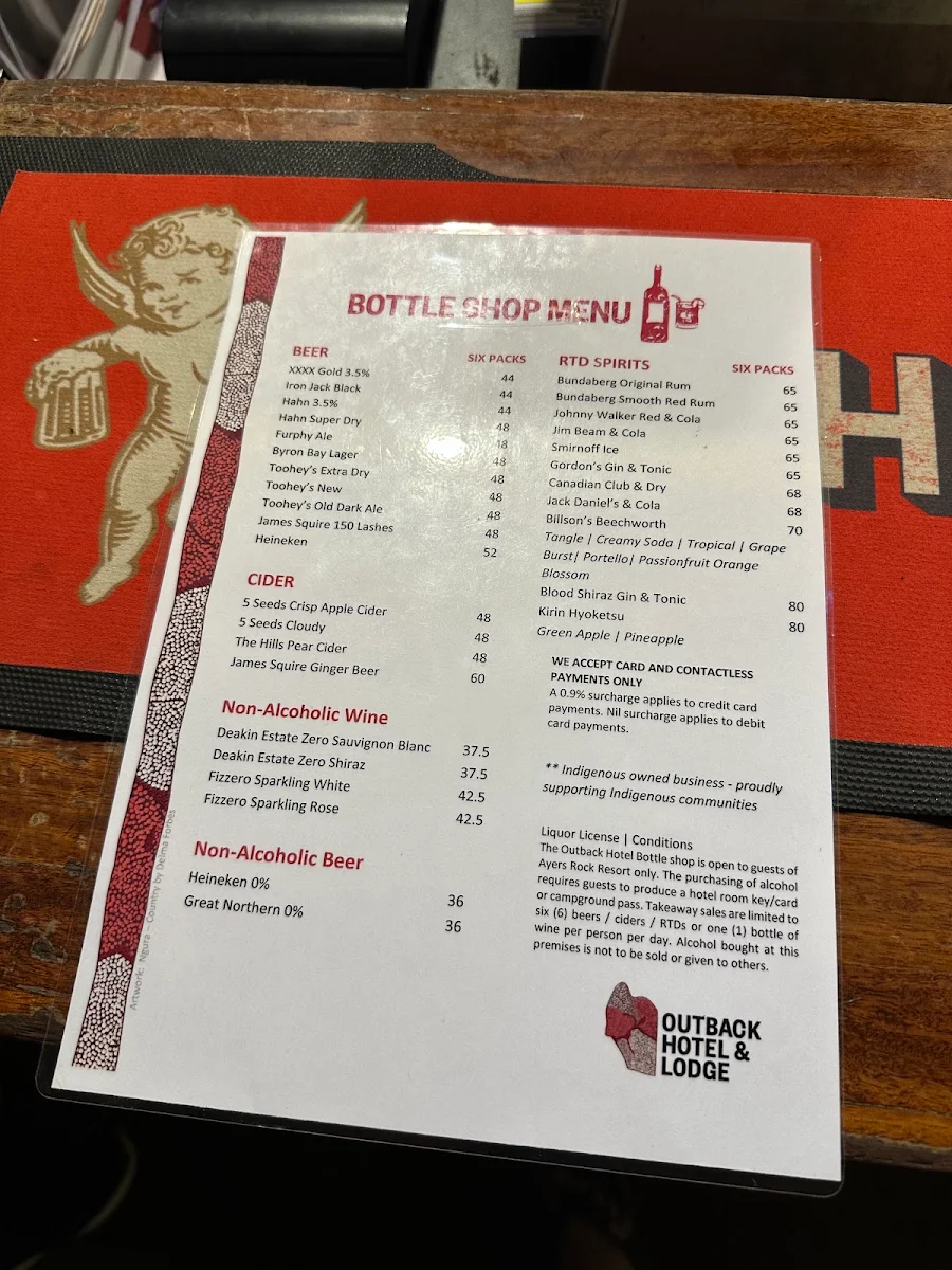 Menu, Outback Kiosk