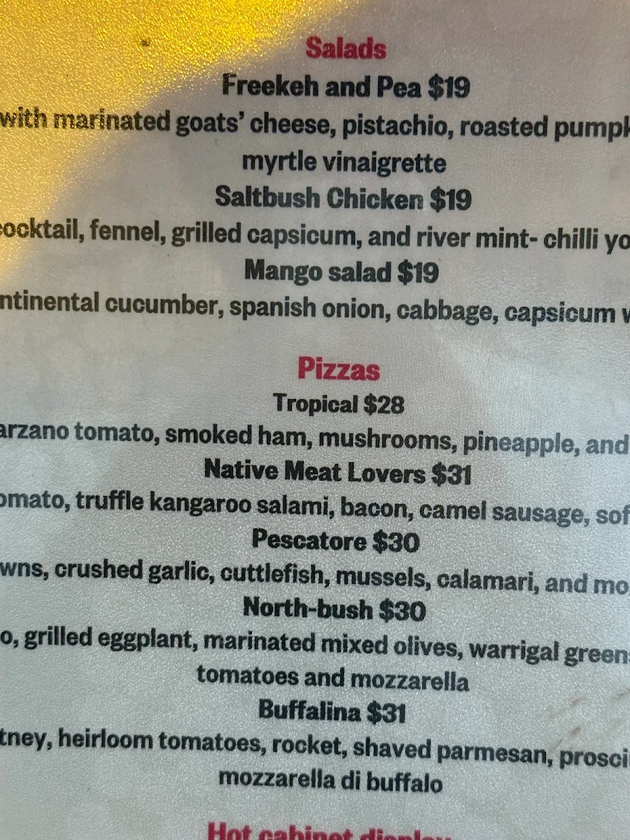 Menu, Outback Kiosk