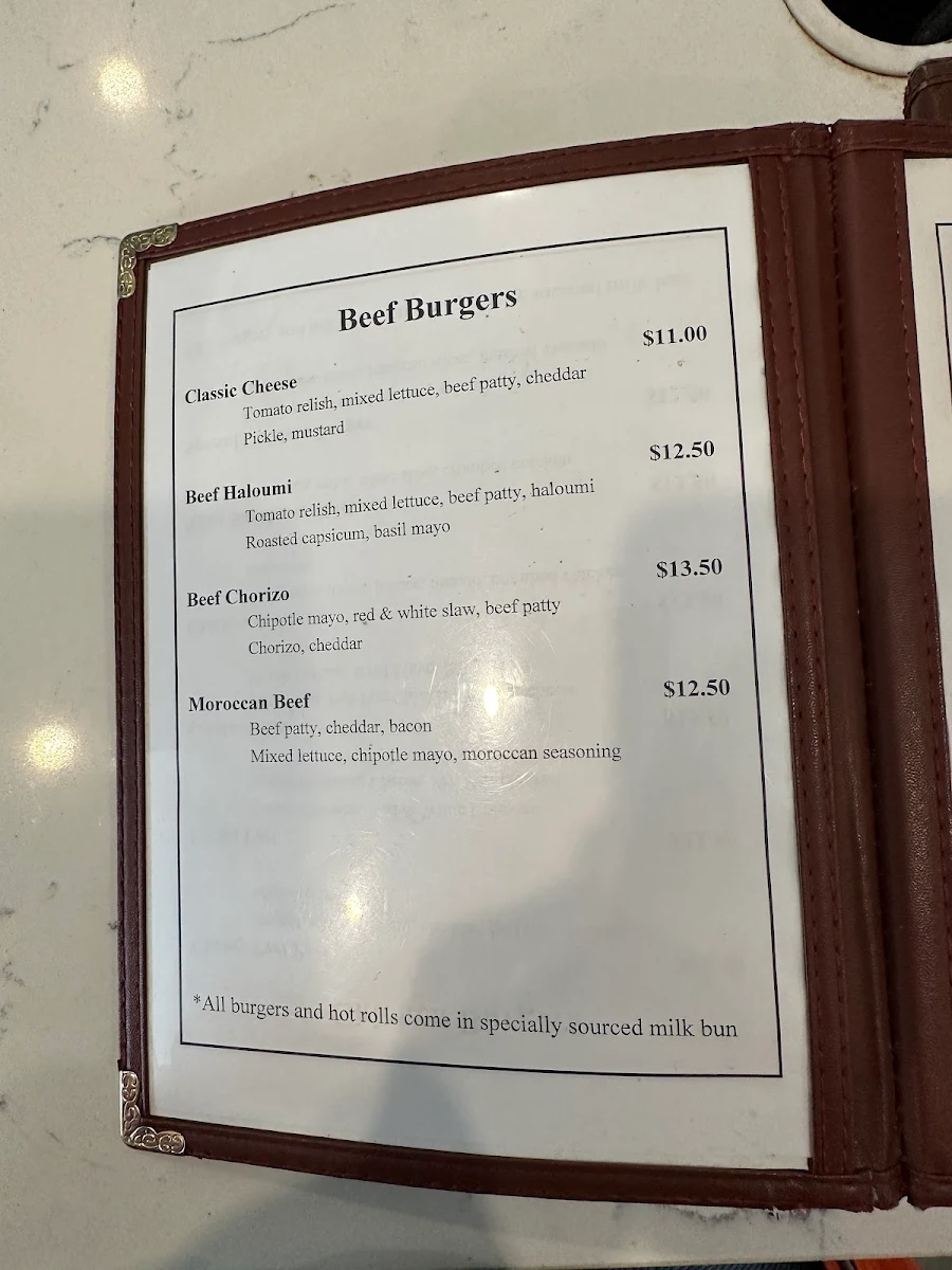 Menu, Burgermunity Cafe