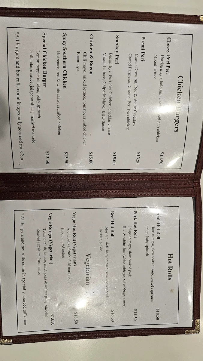 Menu, Burgermunity Cafe
