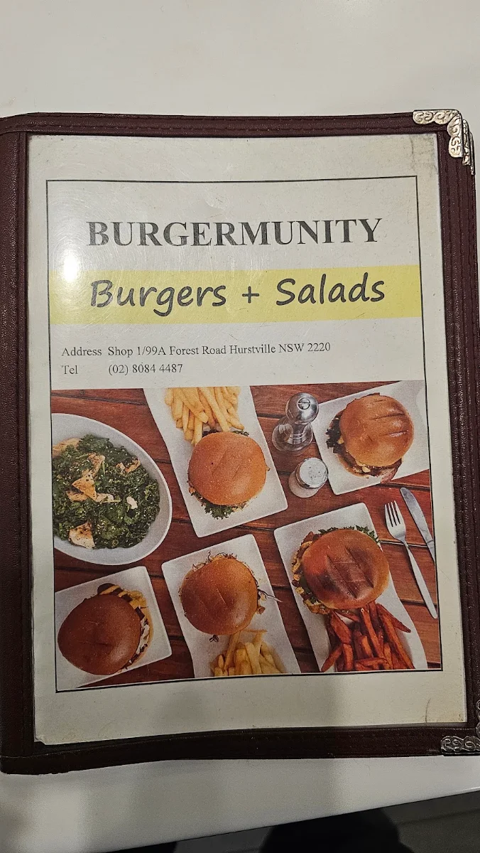 Menu, Burgermunity Cafe