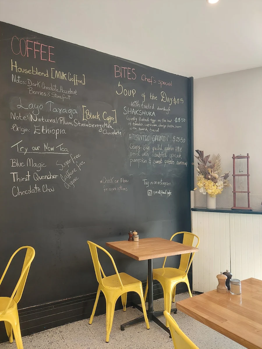 Menu, Small Pond Cafe