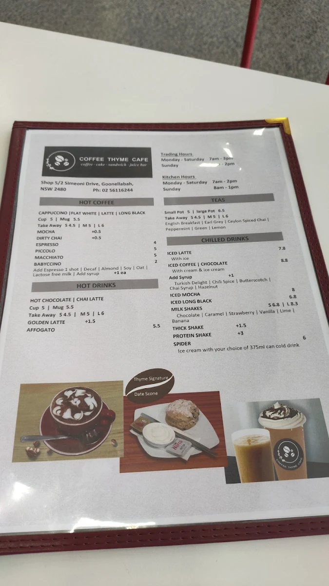 Menu, Coffee Time G Bah