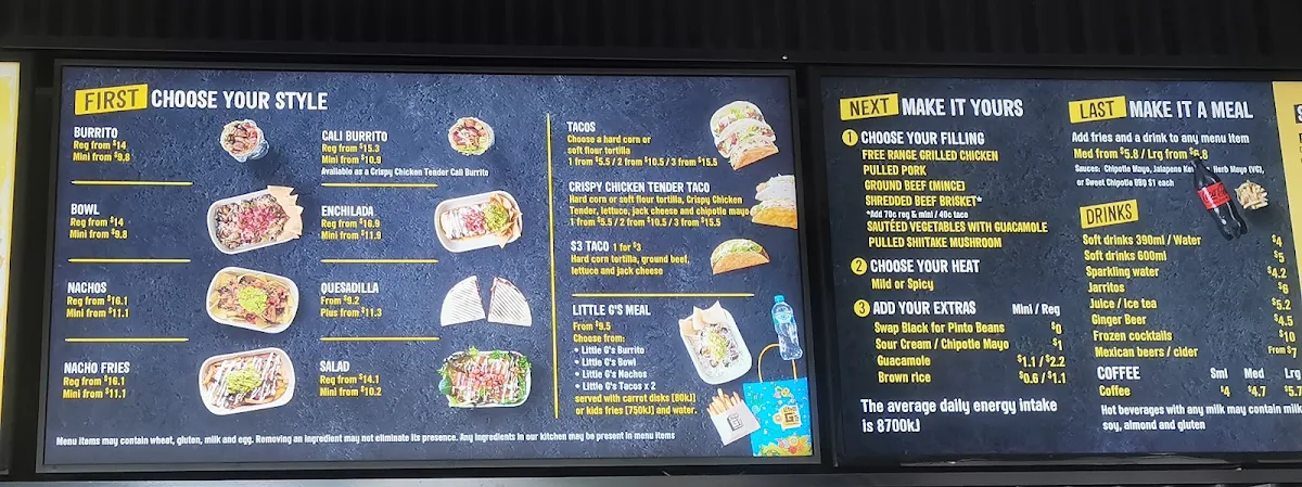 Menu, Guzman y Gomez - Box Hill