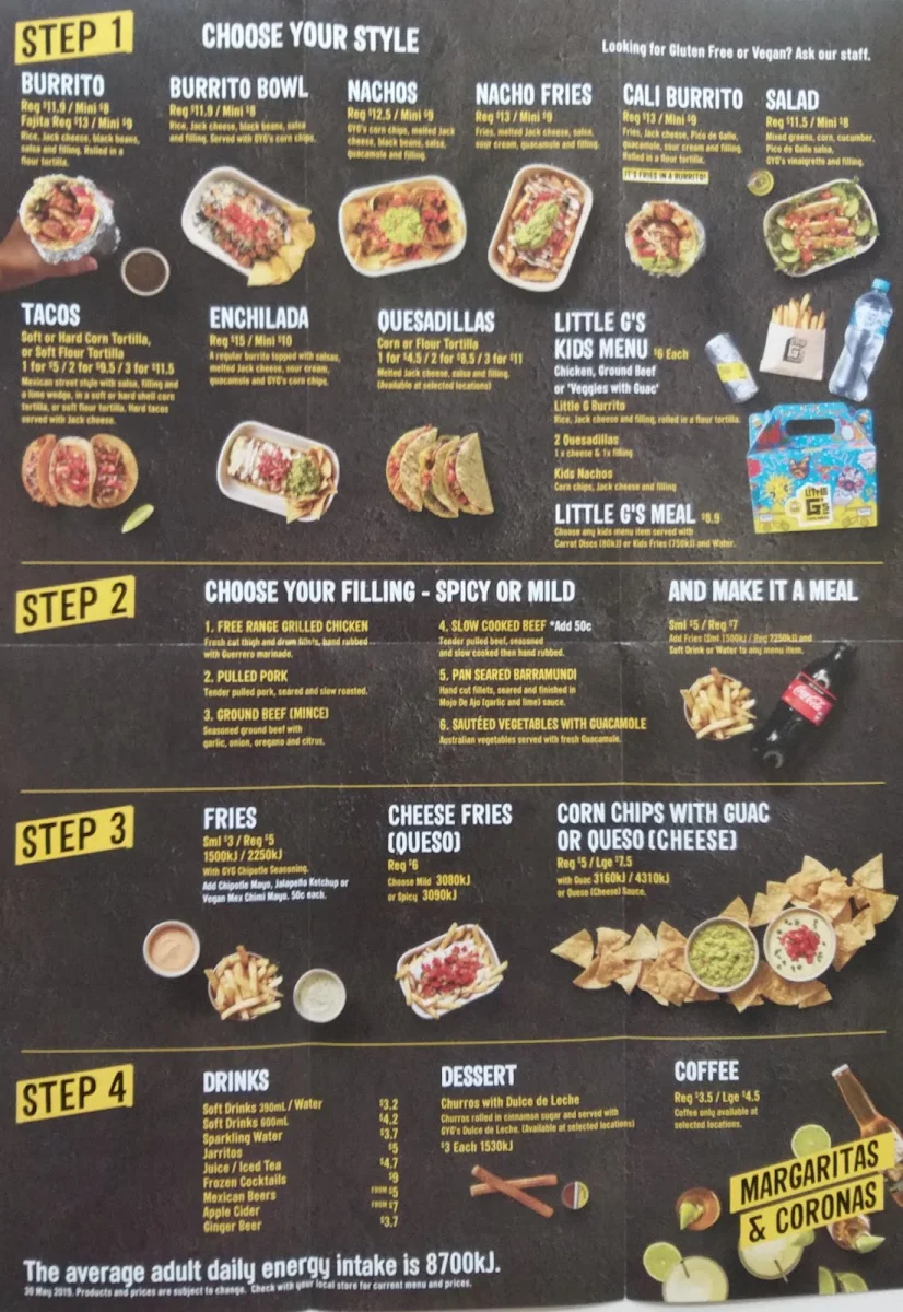 Menu, Guzman y Gomez - Box Hill