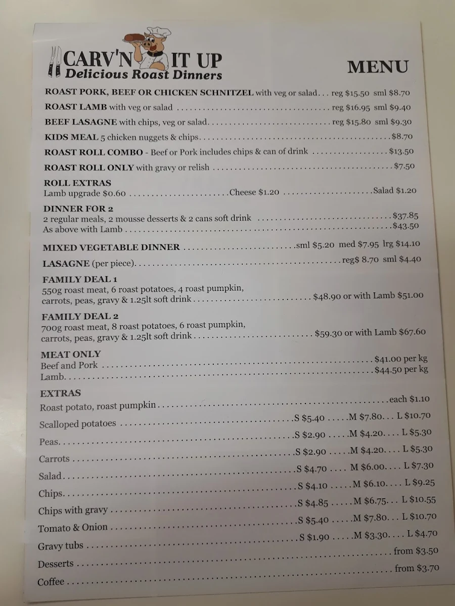 Menu, Carv'n It Up