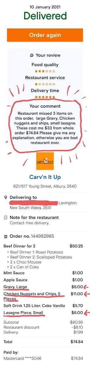 Menu, Carv'n It Up