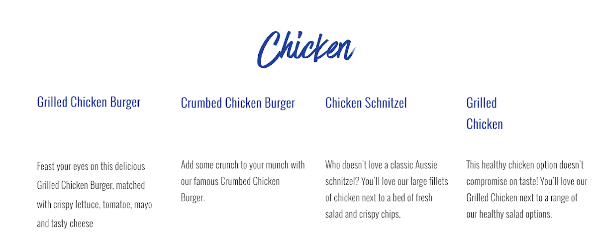 Menu, Fish & Chix - Hornsby