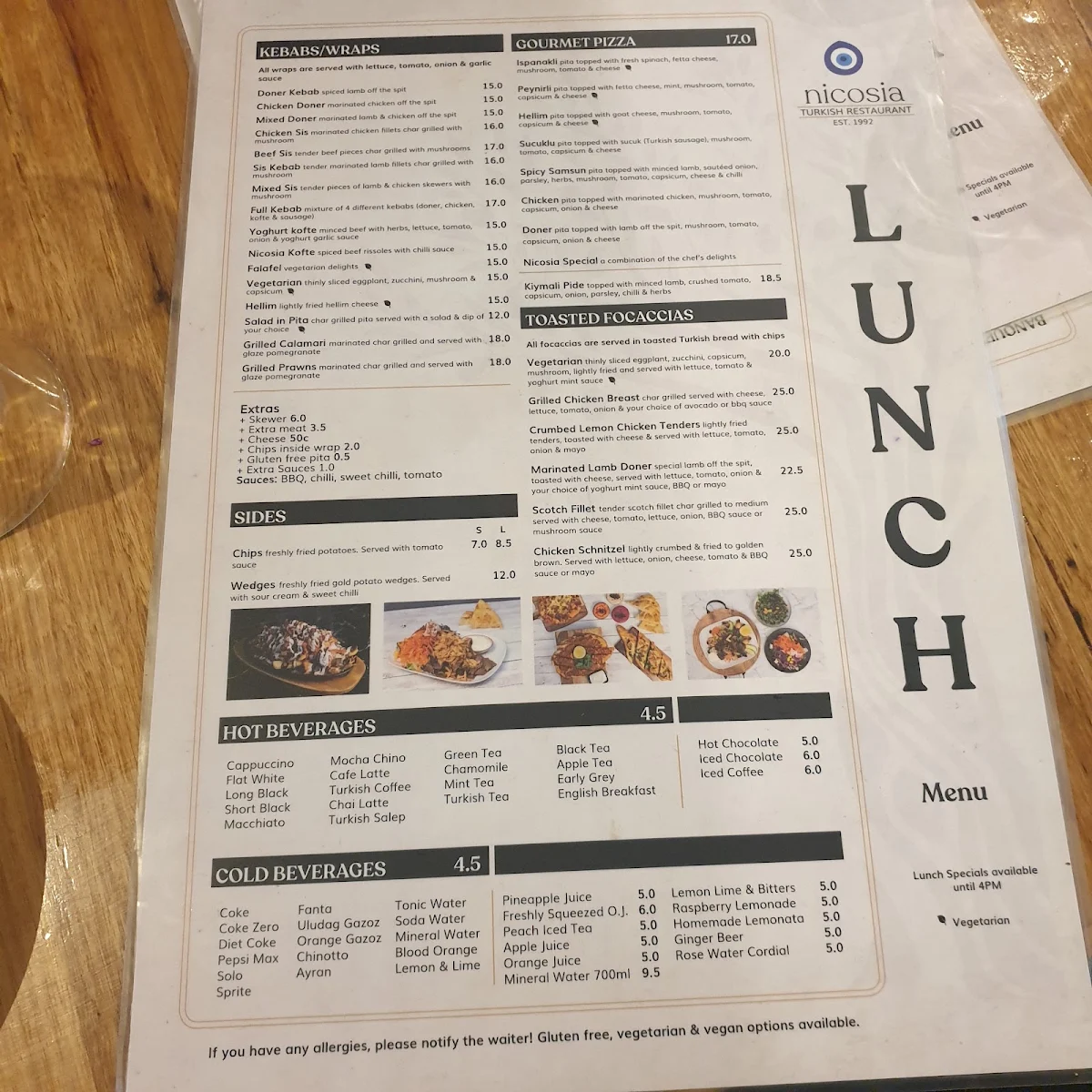 Menu, Nicosia Turkish Restaurant