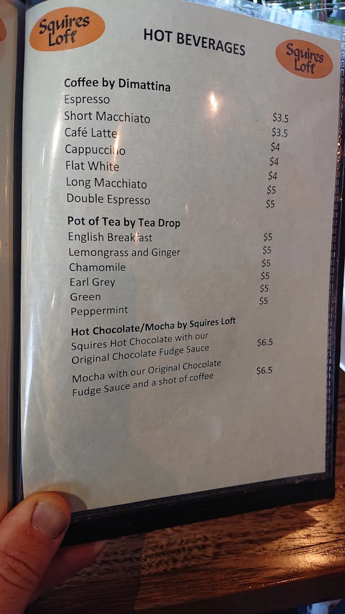 Menu, Squires Loft Cheltenham