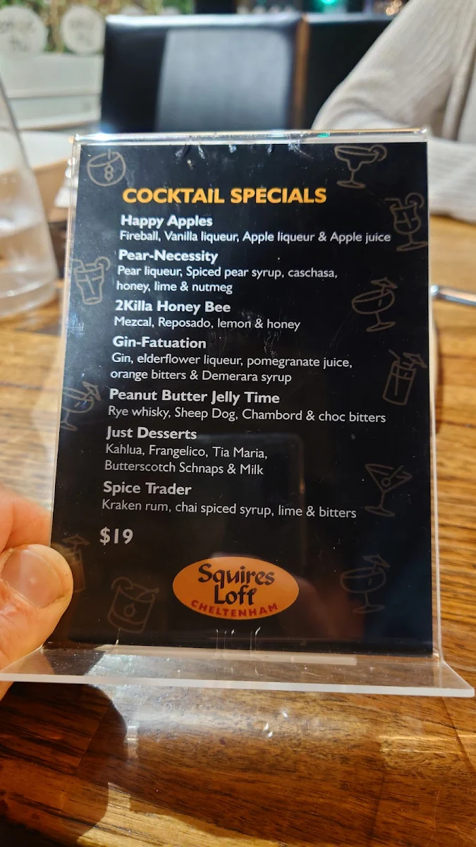 Menu, Squires Loft Cheltenham