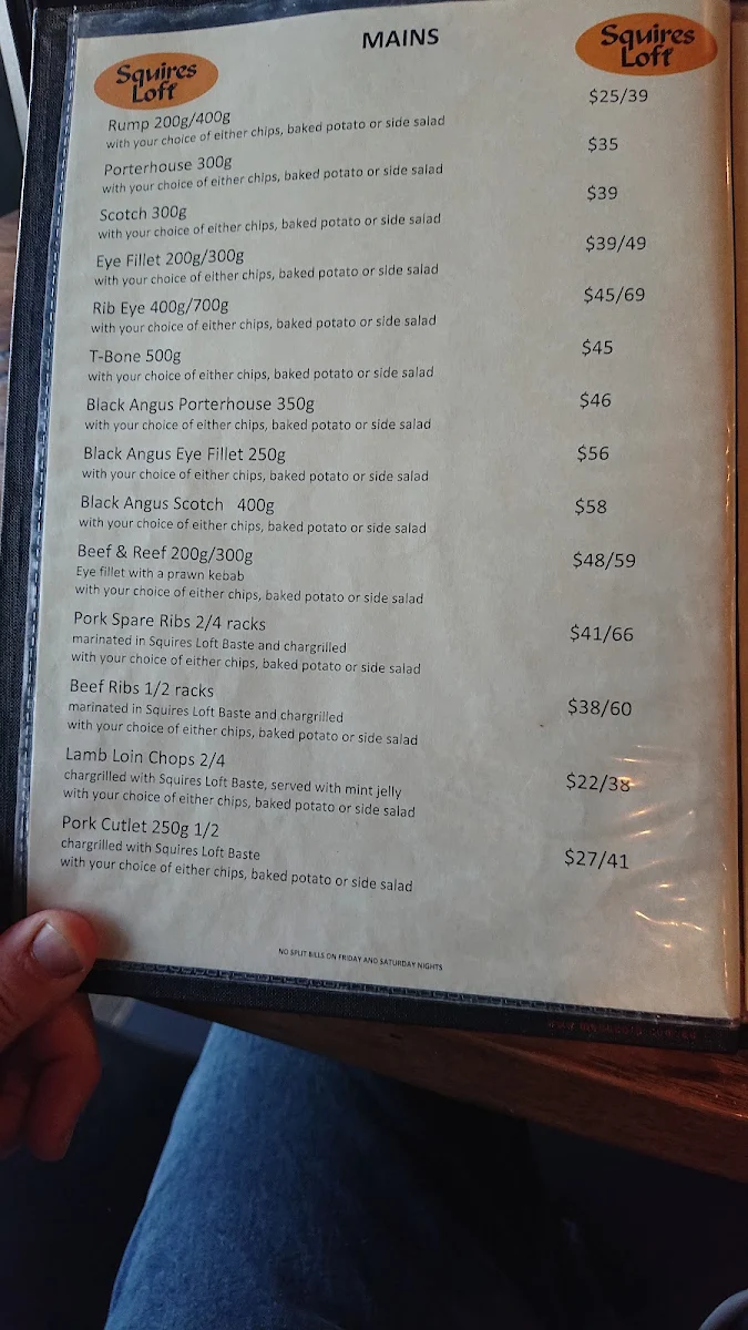 Menu, Squires Loft Cheltenham