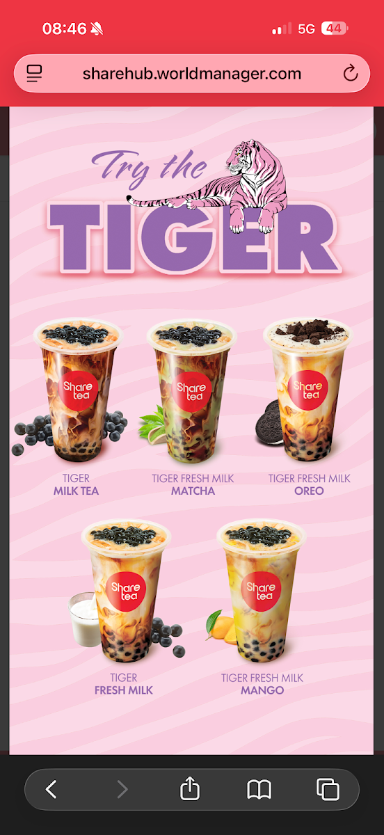 Menu, Sharetea Morayfield
