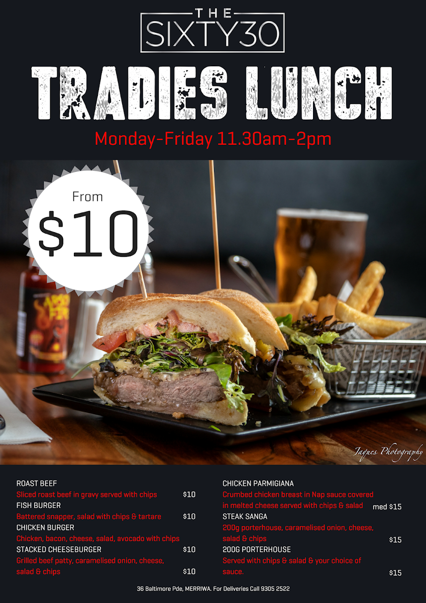 Menu, The Sixty 30