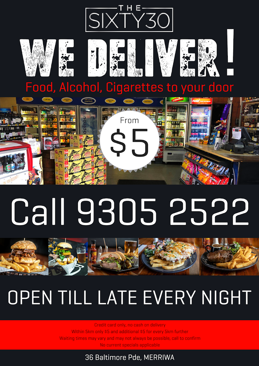 Menu, The Sixty 30