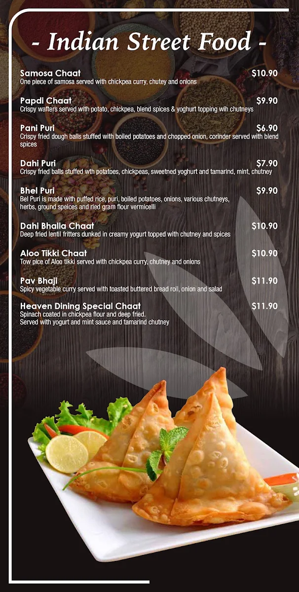 Menu, Heaven Dining Cafe & Restaurant