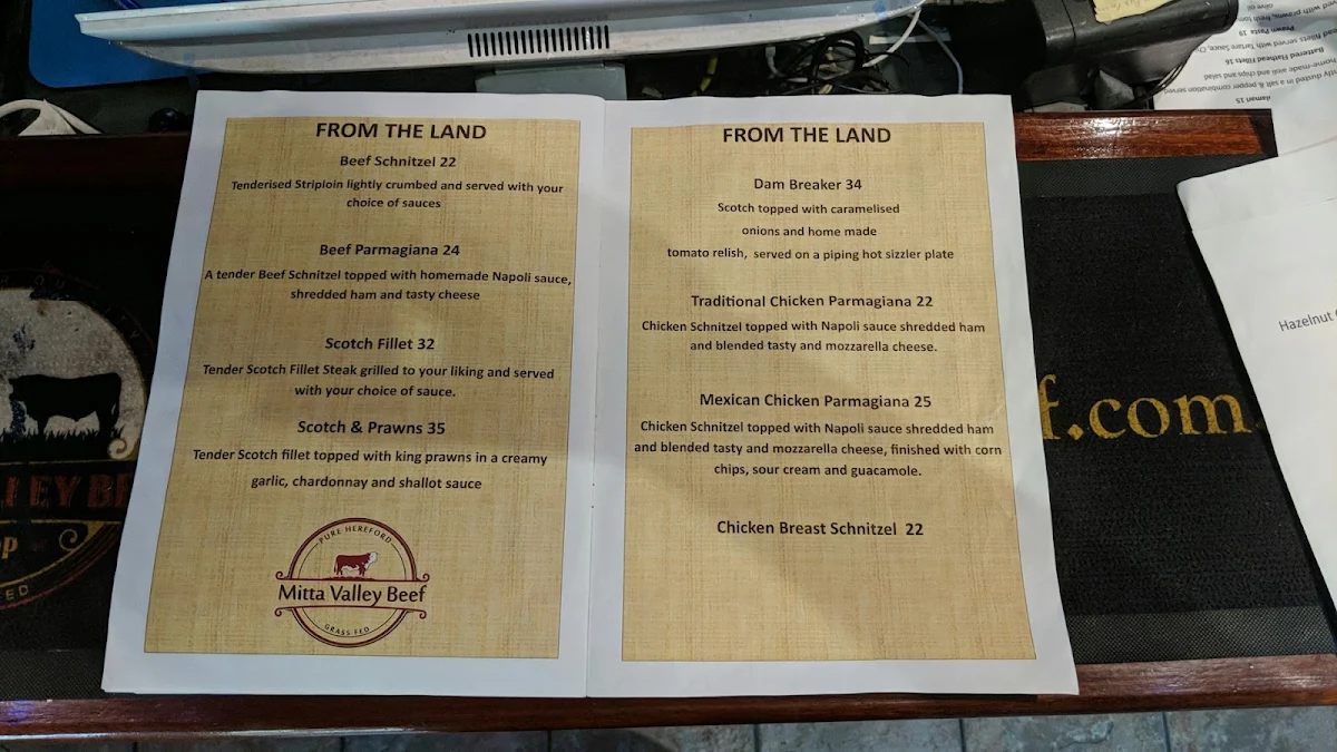 Menu, Dartmouth Pub