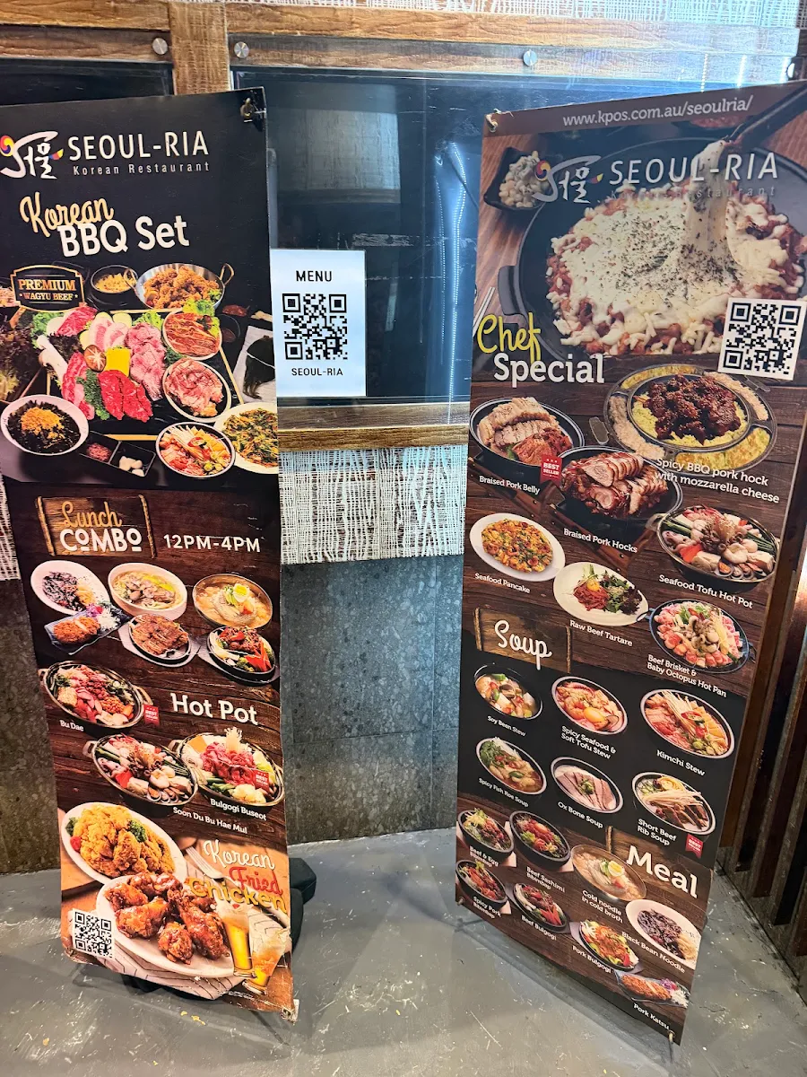 Menu, Seoul Ria Restaurant