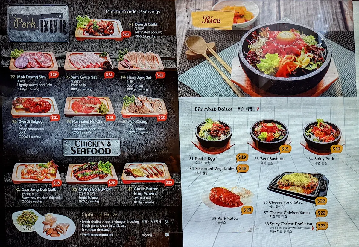 Menu, Seoul Ria Restaurant