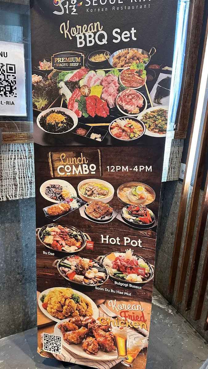 Menu, Seoul Ria Restaurant