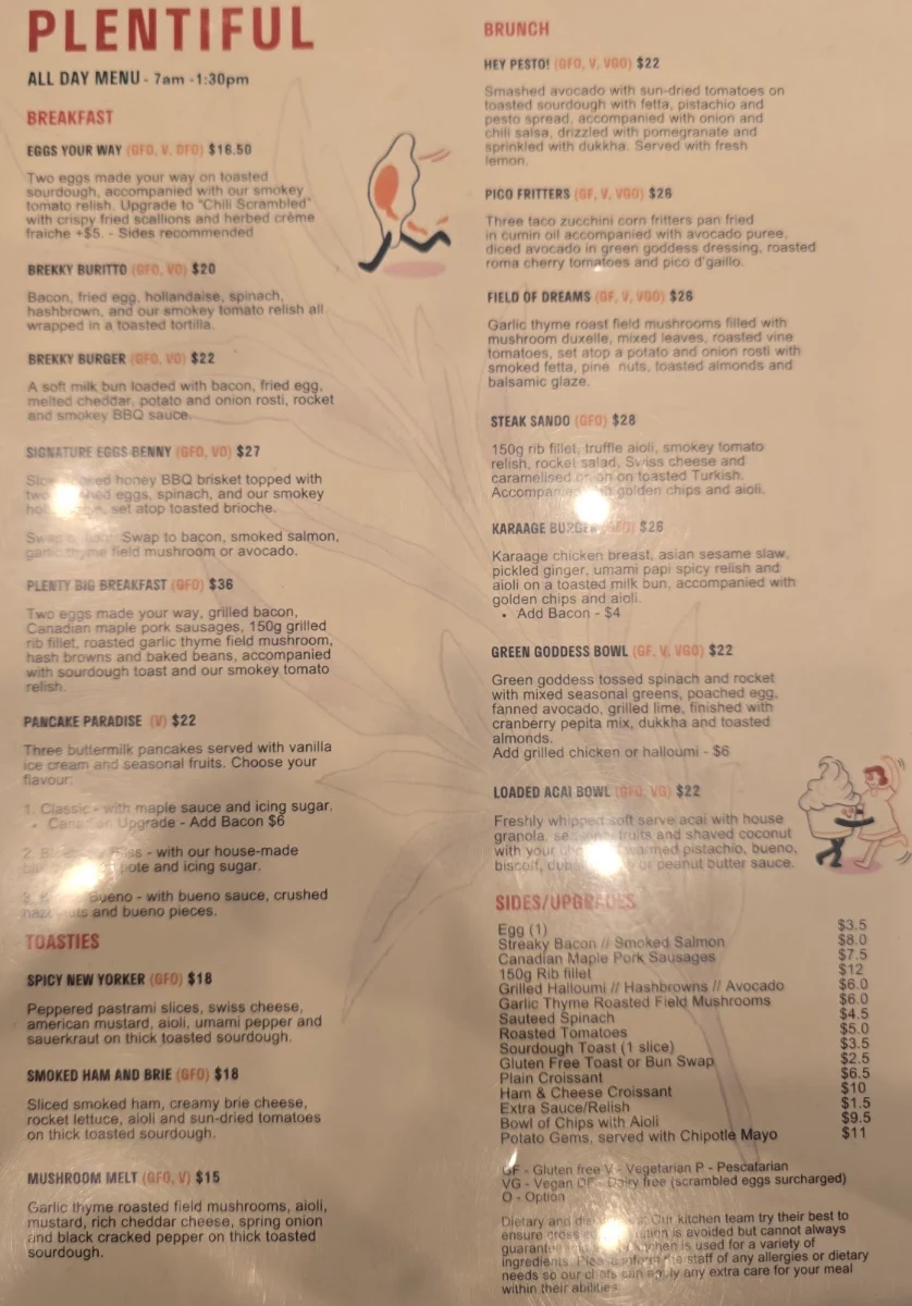 Menu, PLENTIFUL
