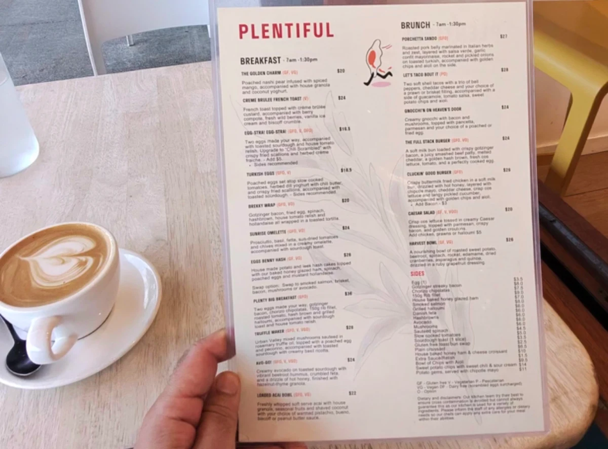 Menu, PLENTIFUL
