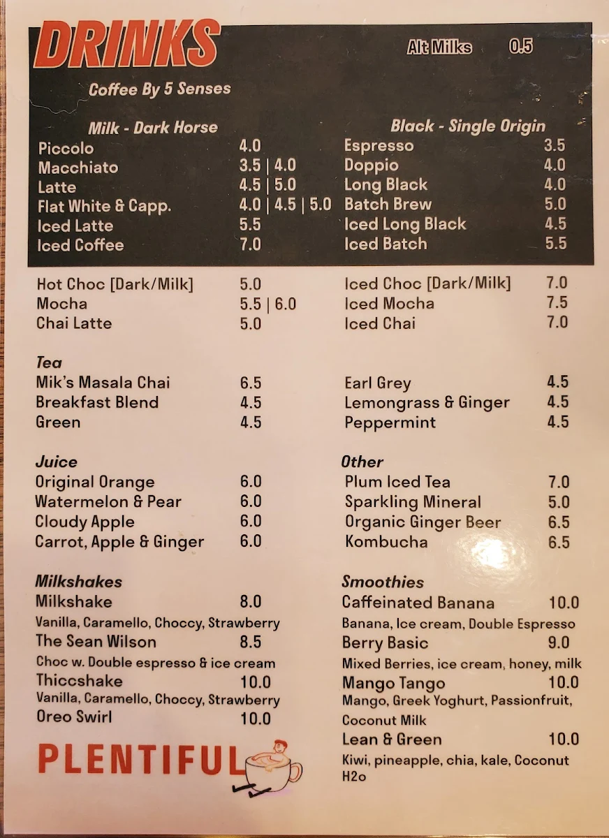 Menu, PLENTIFUL