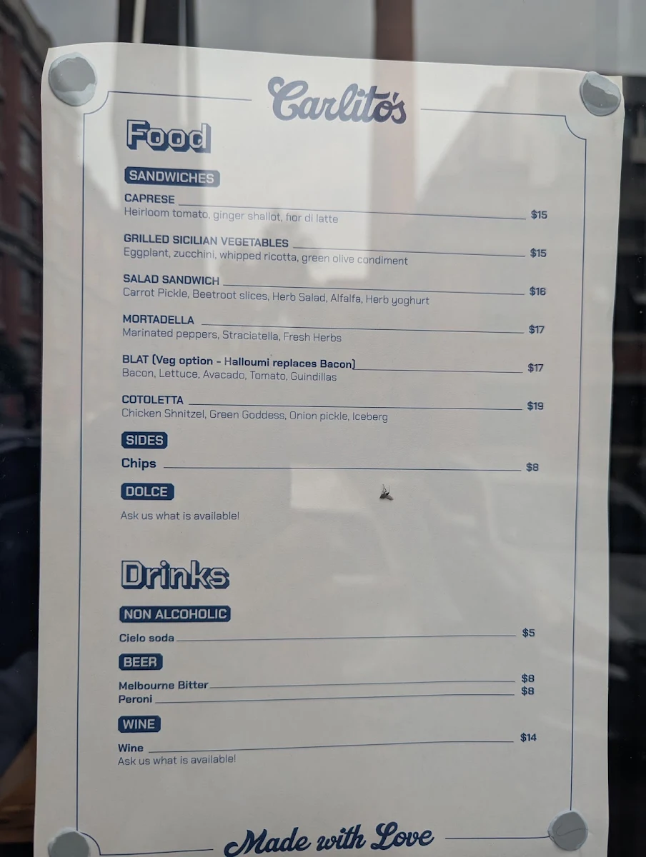 Menu, Carlito's