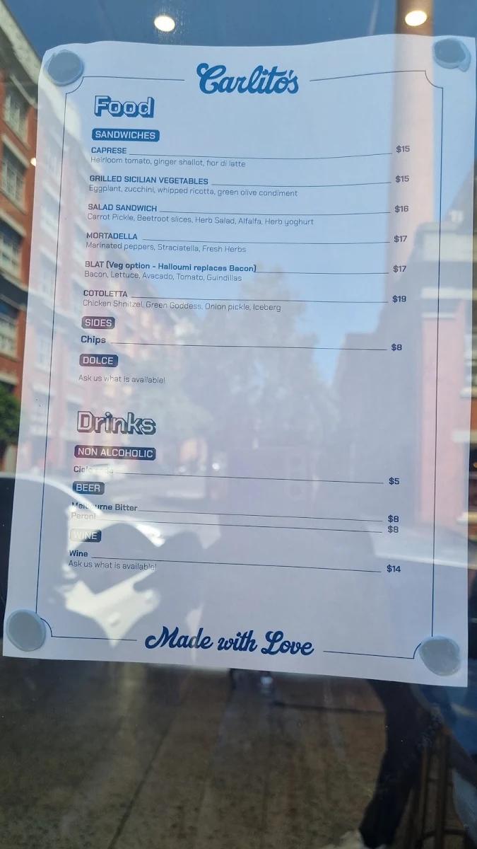 Menu, Carlito's