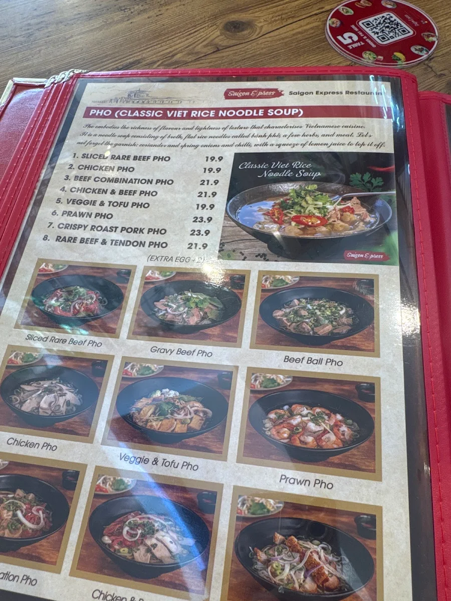 Menu, Saigon Express Sorell