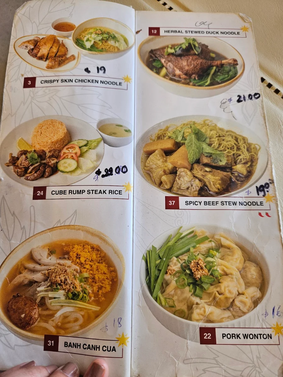 Menu, Lam Ky Noodle and Sweet