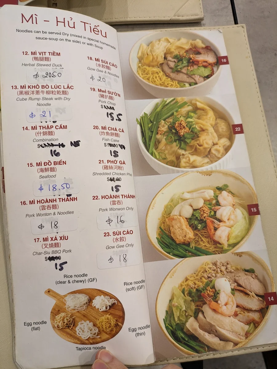 Menu, Lam Ky Noodle and Sweet