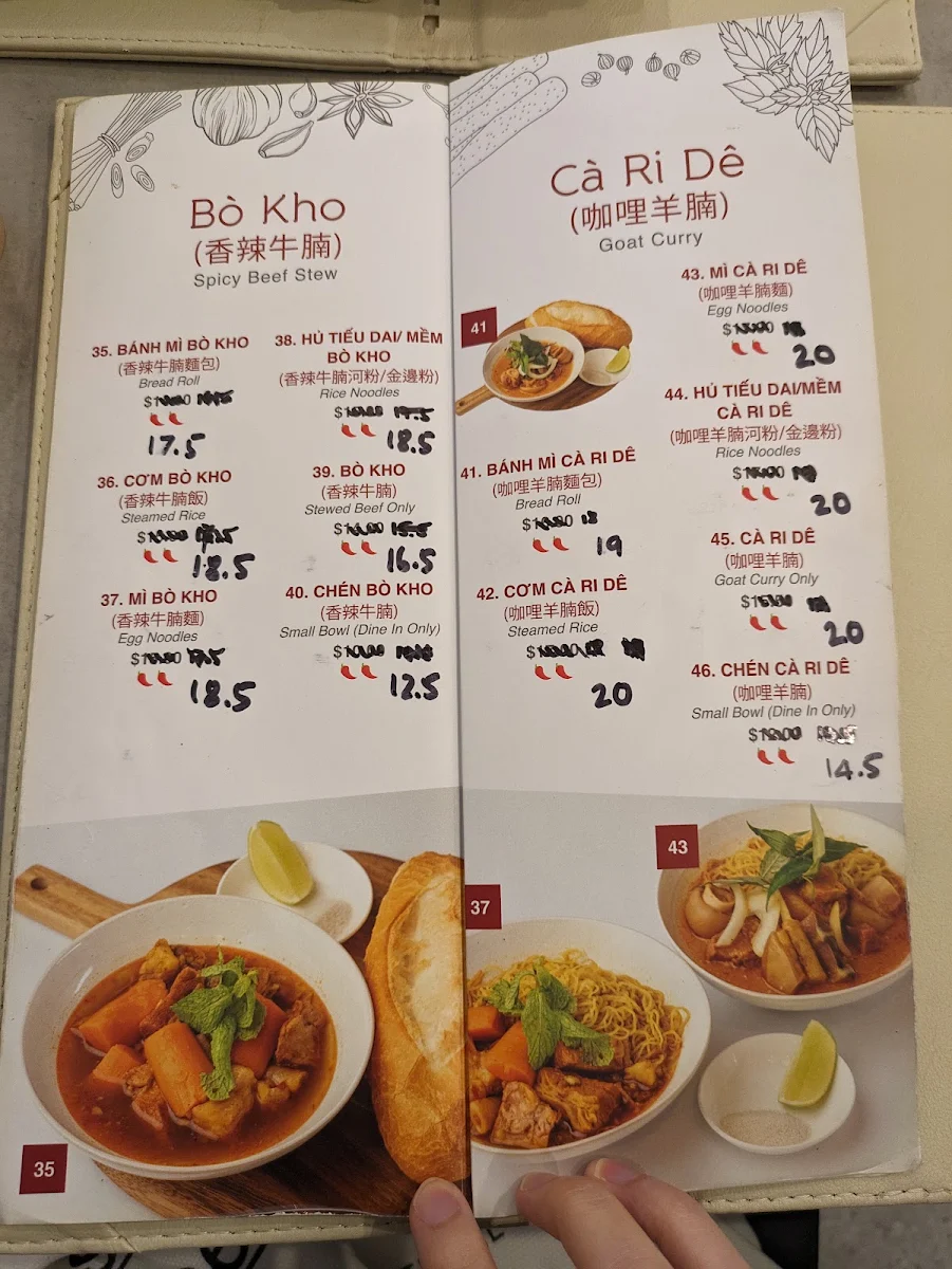 Menu, Lam Ky Noodle and Sweet