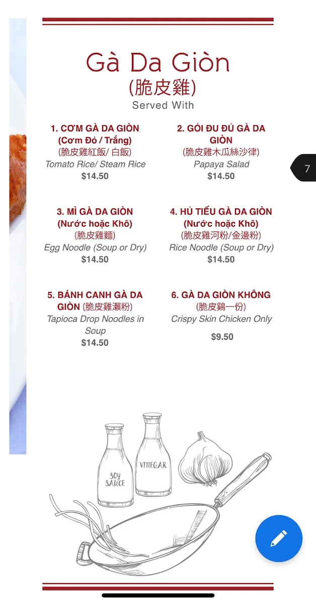 Menu, Lam Ky Noodle and Sweet