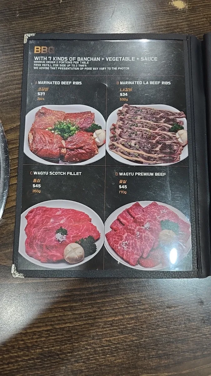 Menu, Ma Po Charcoal BBQ Korean Restaurant