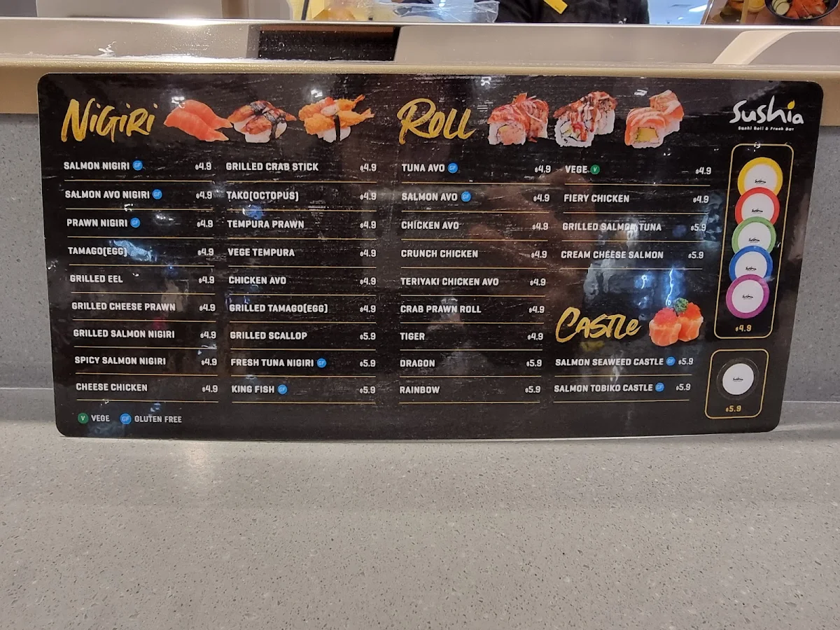Menu, Sushia Belmont Forum