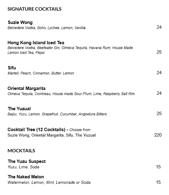 Menu, LKF Bar & Karaoke