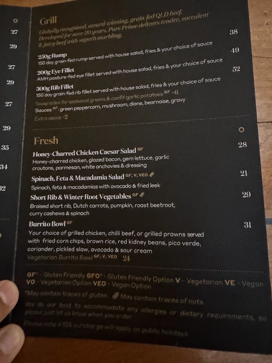 Menu, Osbourne Hotel