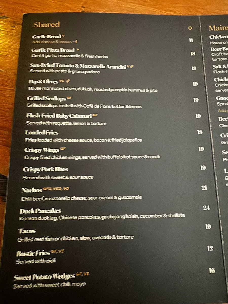 Menu, Osbourne Hotel